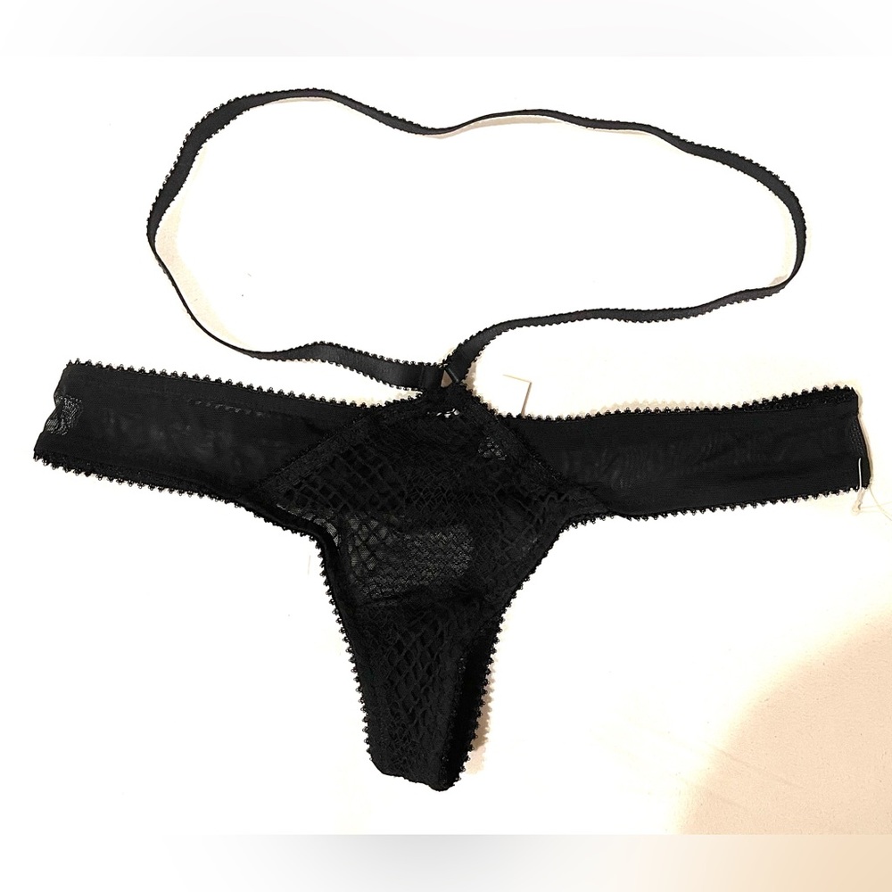 Bundle of 3 Brandnew White Seamless, Black Lace Designed and Purple Thong Panty
